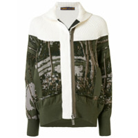 Sacai Jaqueta bomber de tricô com patchwork - Verde