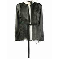 Sacai Jaqueta com recorte translúcido e estampa xadrez - Preto