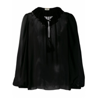 Saint Laurent Blusa com colarinho e acabamento de strass - Preto