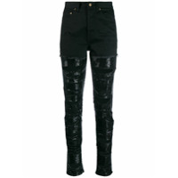 Saint Laurent Calça jeans com aplicações de paetês - Preto