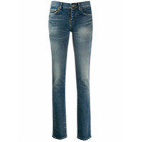 Saint Laurent Calça jeans skinny cintura baixa - Azul