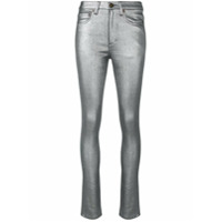 Saint Laurent Calça jeans skinny metalizada - Prateado
