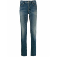 Saint Laurent Calça jeans slim com efeito desbotado - Azul
