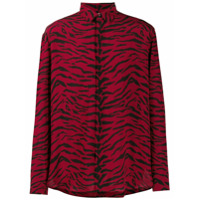 Saint Laurent Camisa animal print de seda - Vermelho