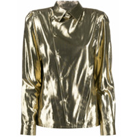 Saint Laurent Camisa assimétrica metálica - Dourado