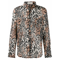 Saint Laurent Camisa mangas longas com estampa de leopardo - Preto