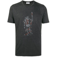 Saint Laurent Camiseta com estampa de esqueleto - Cinza