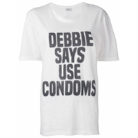 Saint Laurent Camiseta Debbie Says Use Condoms - Branco