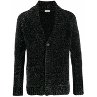 Saint Laurent Cardigan decote em V com efeito de glitter - Preto