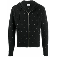 Saint Laurent eyelet detailed zip-up hoodie - Preto