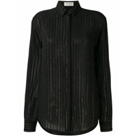 Saint Laurent lurex stripe sheer shirt - Preto