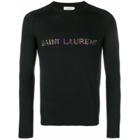 Saint Laurent Suéter com logo bordado - Preto