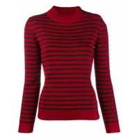 Saint Laurent Suéter de tricô com listras - Vermelho
