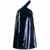 Saint Laurent Vestido assimétrico com bordado de paetês - Azul