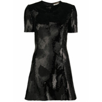 Saint Laurent Vestido mangas curtas com detalhe de paetês - Preto
