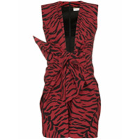 Saint Laurent Vestido mini com estampa de tigre - Vermelho