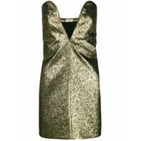 Saint Laurent Vestido mini com textura - Metálico