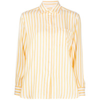 Salvatore Ferragamo Camisa de seda com listras - Amarelo