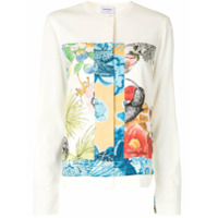 Salvatore Ferragamo Cardigan com recortes e estampa floral - Branco