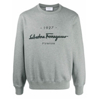 Salvatore Ferragamo Moletom com bordado de logo - Cinza