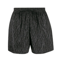 Salvatore Ferragamo Shorts de banho com logo e estampa - Cinza