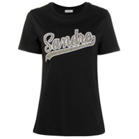 Sandro Paris Camiseta de algodão com logo bordado - 20 BLACK