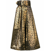 Sara Battaglia leopard print full skirt - Dourado