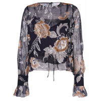 See by Chloé drawstring floral blouse - Preto