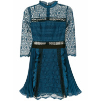 Self-Portrait Vestido godê com renda - Azul