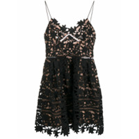 Self-Portrait Vestido mini de renda com bordado - Preto
