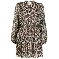 Semicouture leopard print tiered dress - Marrom