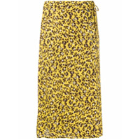 Seventy Saia com estampa de leopardo e amarração lateral - Amarelo