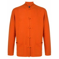 Shanghai Tang Cardigan com abotoamento e bolso duplo - Laranja