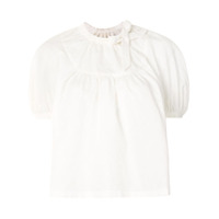 SHUSHU/TONG Blusa manga sino com bordado floral - Branco