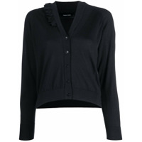 Simone Rocha Cardigan gola V com babados - Preto