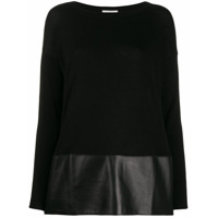 Snobby Sheep Suéter com efeito de couro na barra - Preto