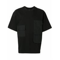 SOLID HOMME Camiseta decote careca com patchwork - Preto