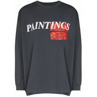 SOME WARE Camiseta mangas longas com estampa de slogan - Cinza