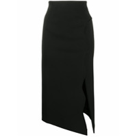 Ssheena Saia midi Gondola com fenda lateral - Preto