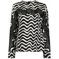 Stella McCartney Blusa com mangas drapeadas e estampa de ondas - Branco