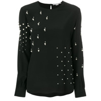 Stella McCartney Blusa de seda com esferas peroladas - Preto