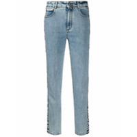 Stella McCartney Calça jeans cintura alta com logo - Azul