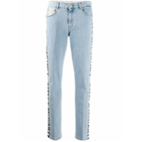 Stella McCartney Calça jeans slim com logo e listras - Azul
