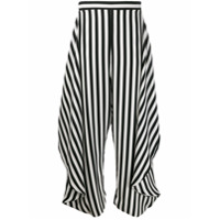 Stella McCartney Calça listrada com recorte drapeado - Preto