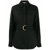 Stella McCartney Camisa com cinto e listras - Preto