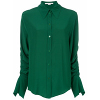 Stella McCartney Camisa de seda com babado nas mangas - Verde