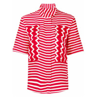 Stella McCartney Camisa de seda listrada - Vermelho