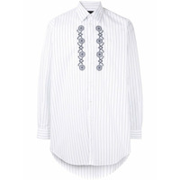 Stella McCartney Camisa listrada com bordado - Branco