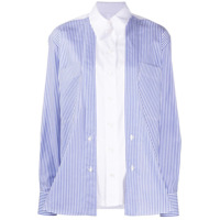 Stella McCartney Camisa listrada com efeito de sobreposição - Azul
