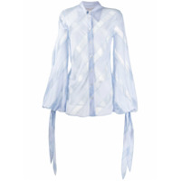 Stella McCartney Camisa mangas longas com recorte de renda - Azul